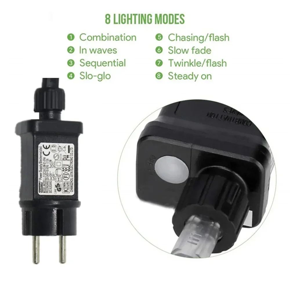 200M LED Slinga Varmvit (230V, 8 lägen)