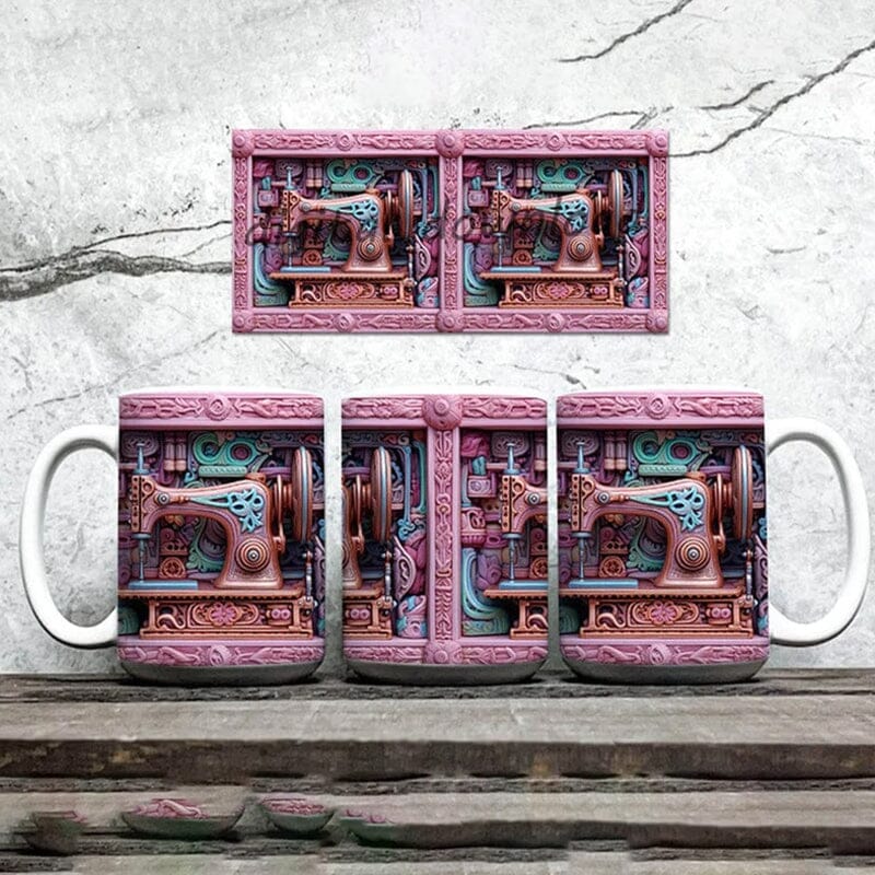 3D mugg för syälskaren - Mugg med symaskin - Dossify