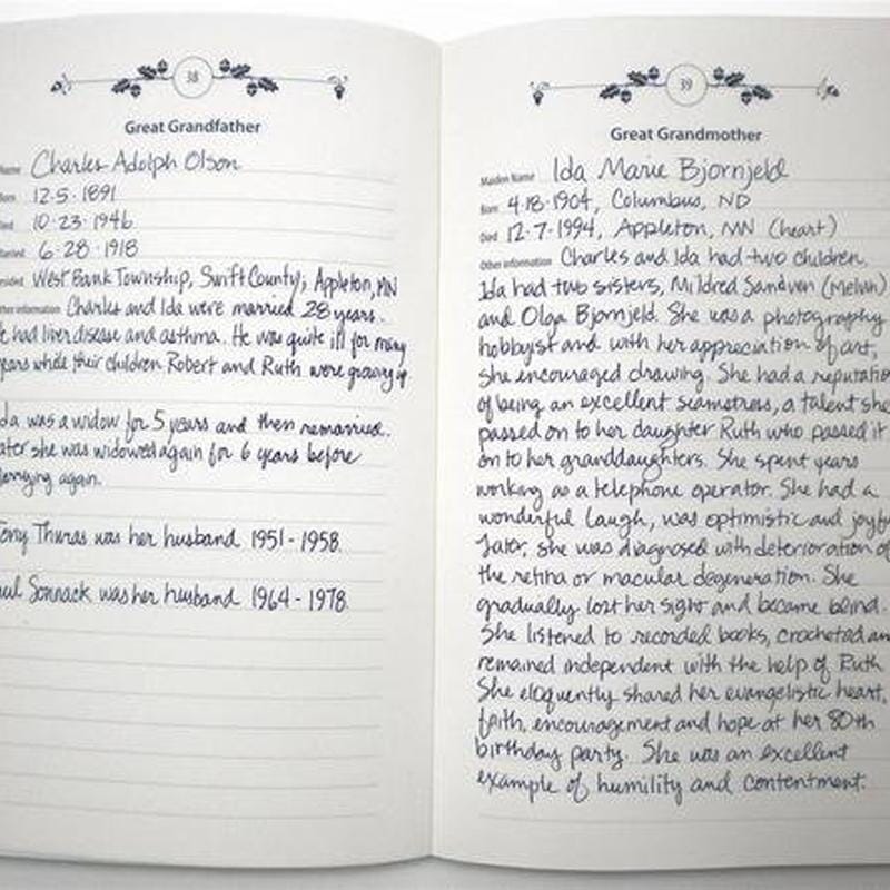 Anteckningsbok för släktträd - Släktträd att fylla i själv - Dossify