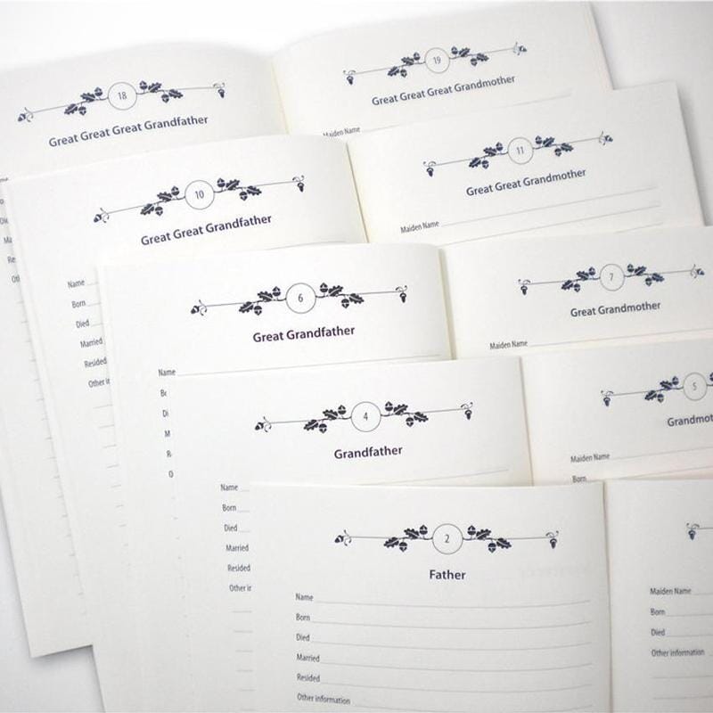 Anteckningsbok för släktträd - Släktträd att fylla i själv - Dossify