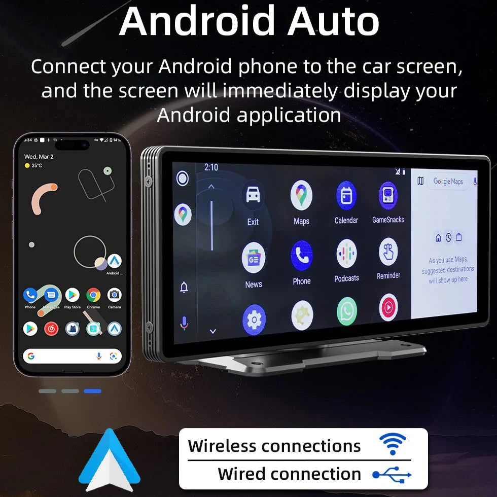 CarScreen - 10.26" Carplay/Android Auto enhet - Till Àldre bil - Stöder Mirrorlink + Gratis backkamera - Dossify