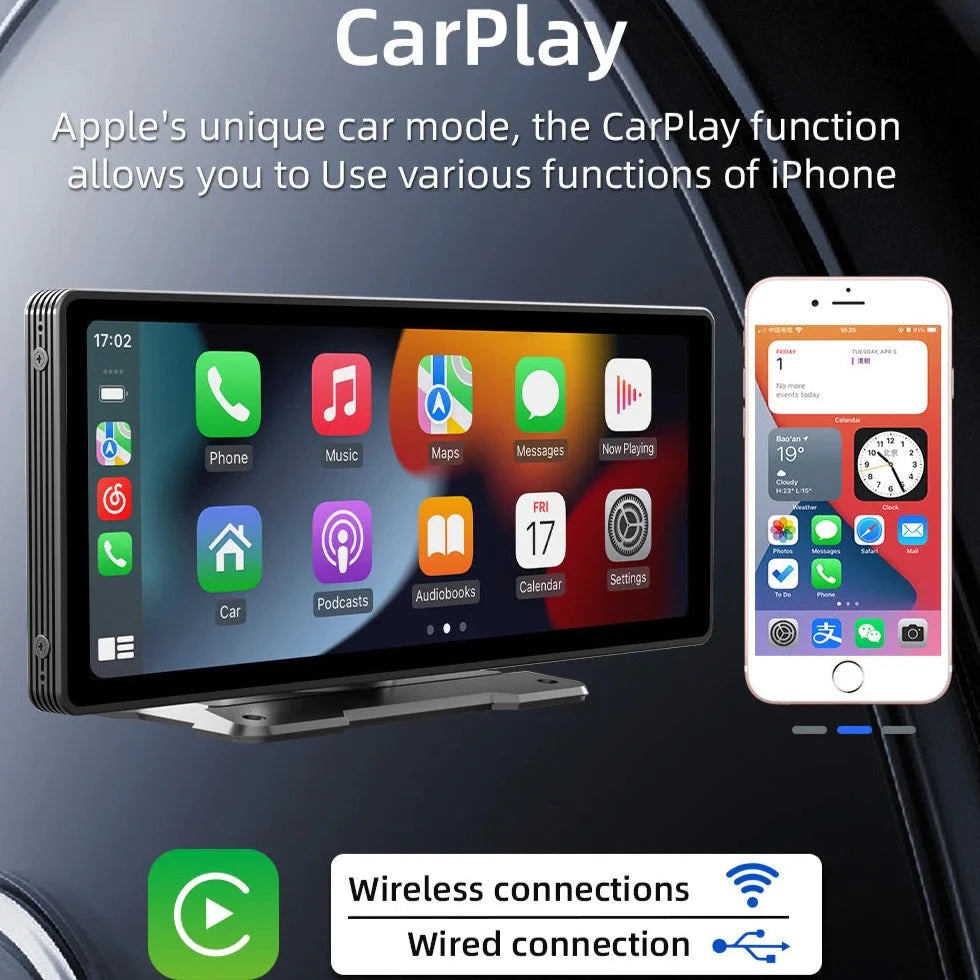 CarScreen - 10.26" Carplay/Android Auto enhet - Till Àldre bil - Stöder Mirrorlink + Gratis backkamera - Dossify