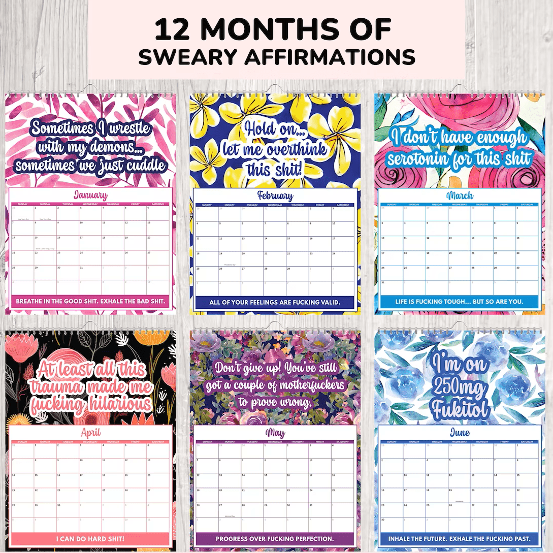 En j*vla dag i taget! - Rolig Mental Hälsa-Kalender för 2024 - Dossify