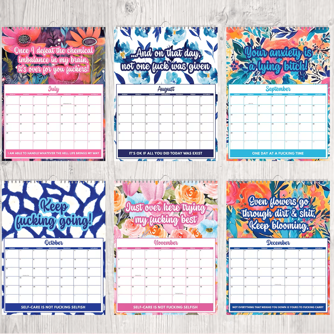 En j*vla dag i taget! - Rolig Mental Hälsa-Kalender för 2024 - Dossify