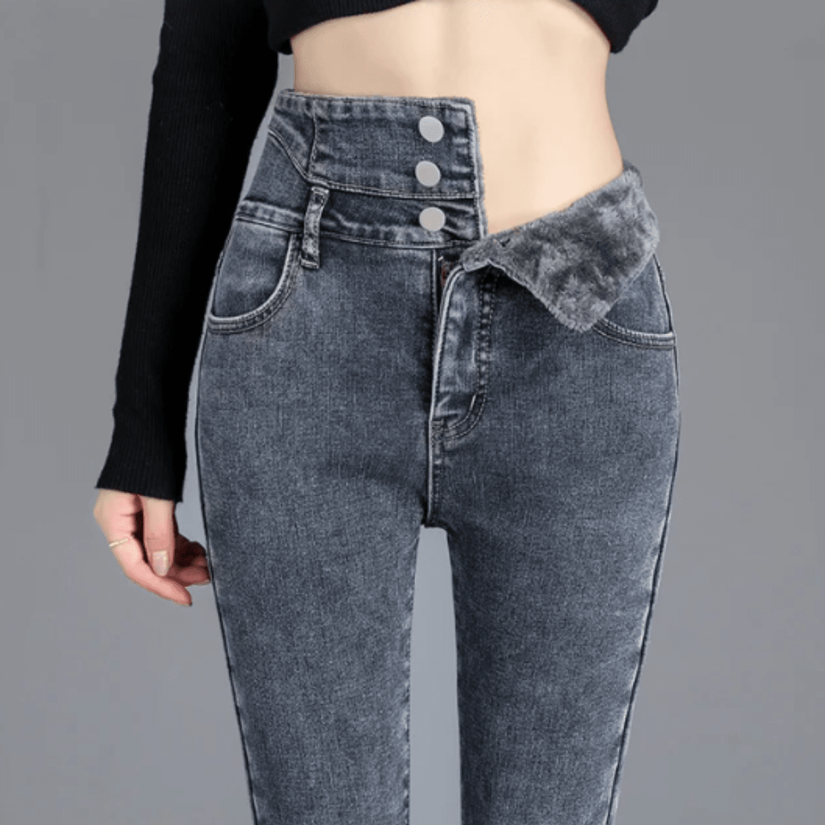 Fleece Skinny Jeans - Dossify
