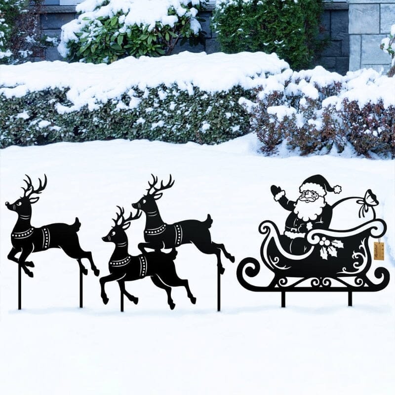 Jultomten med renar - Trädgårdsdekoration - Dossify