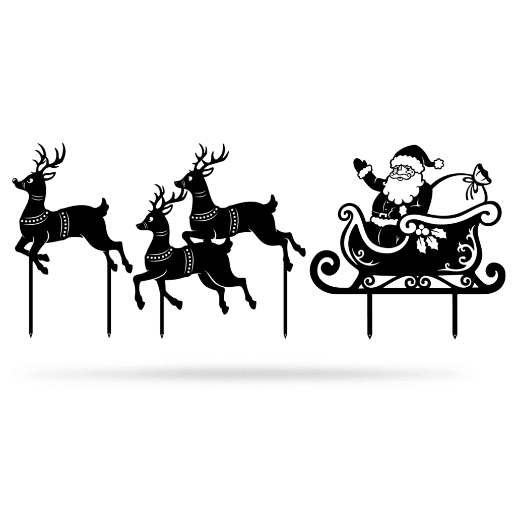 Jultomten med renar - Trädgårdsdekoration - Dossify