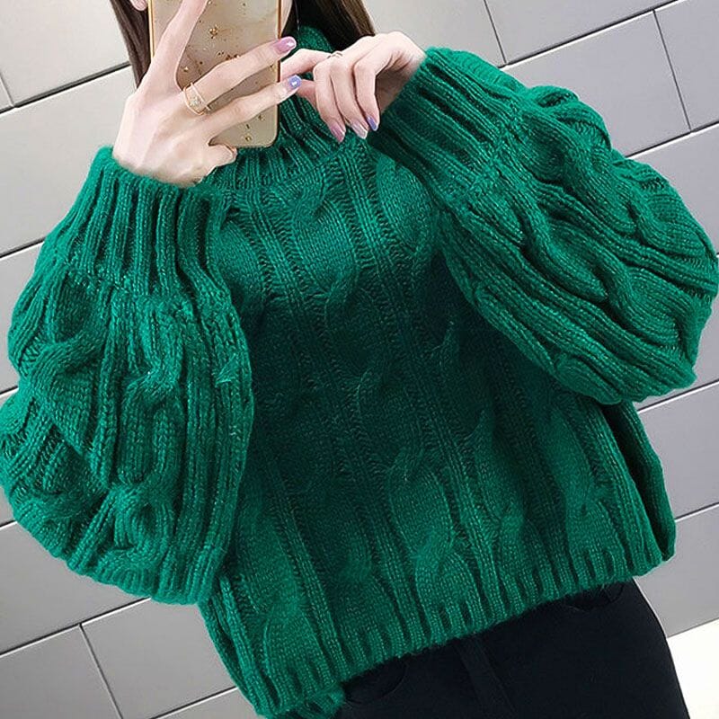 Kabelstickad turtleneck - Dossify