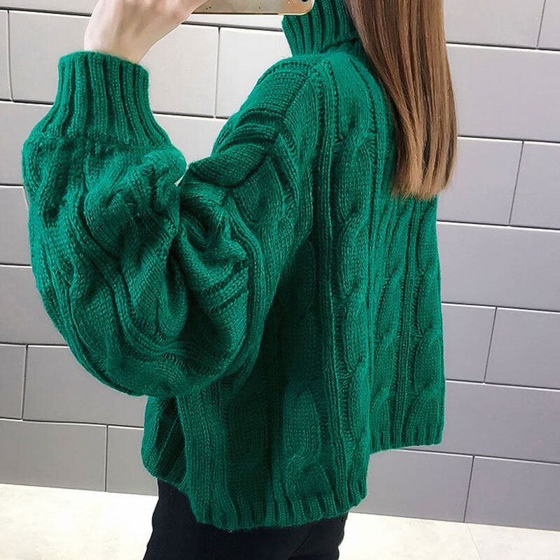 Kabelstickad turtleneck - Dossify