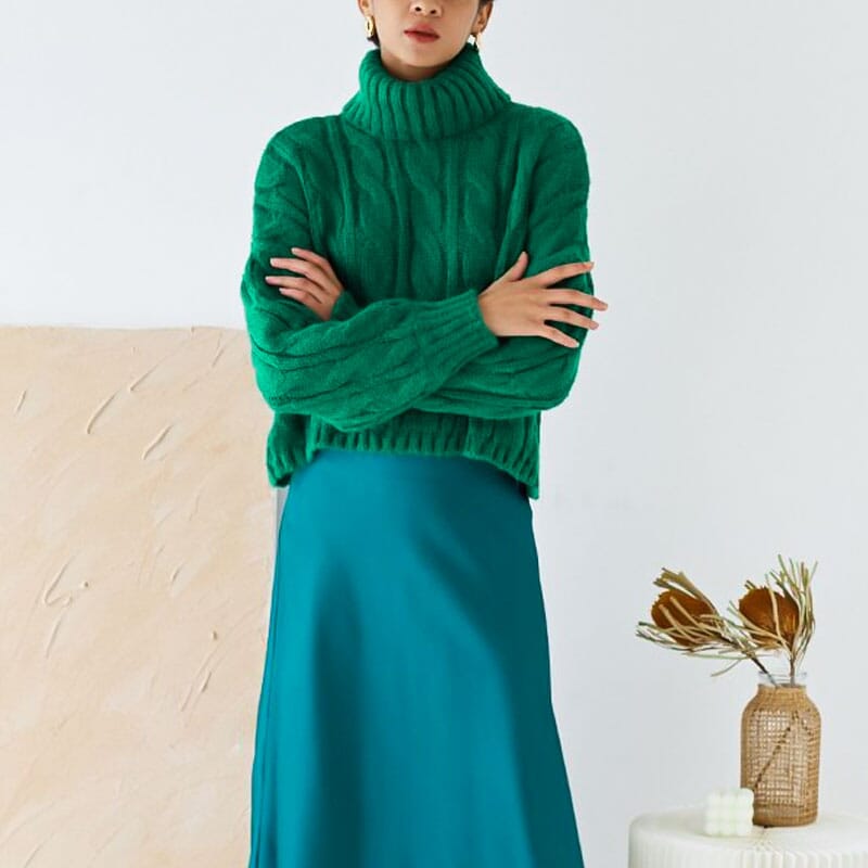 Kabelstickad turtleneck - Dossify