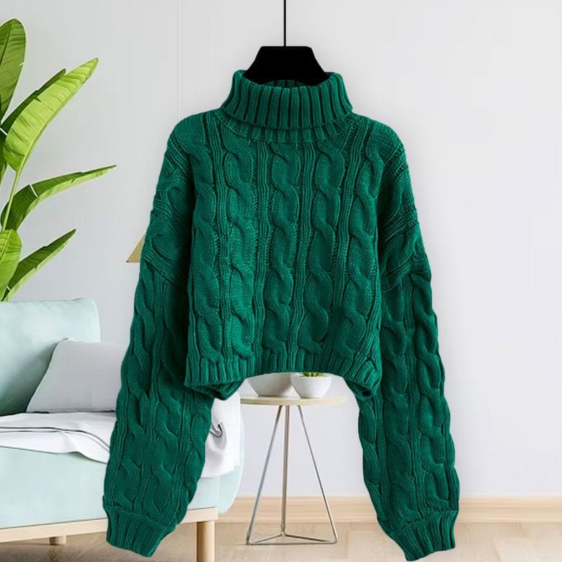 Kabelstickad turtleneck - Dossify