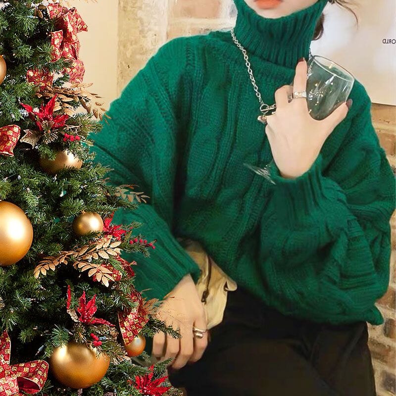 Kabelstickad turtleneck - Dossify