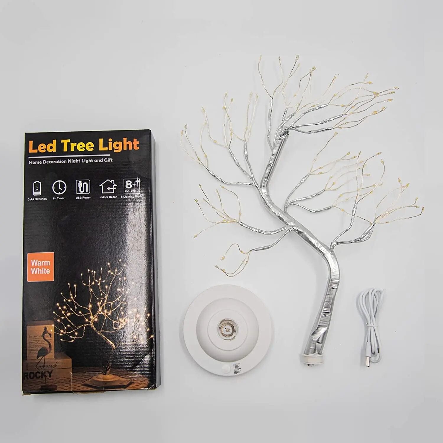 LED Bonsai Trädbelysning – Dekorativ med 8 Ljuslägen - Dossify