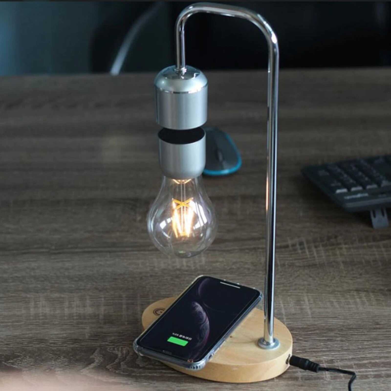 LeviLamp - Svävande Bordslampa - Magnetisk LED-lampa med inbyggd trådlös laddning - Dossify