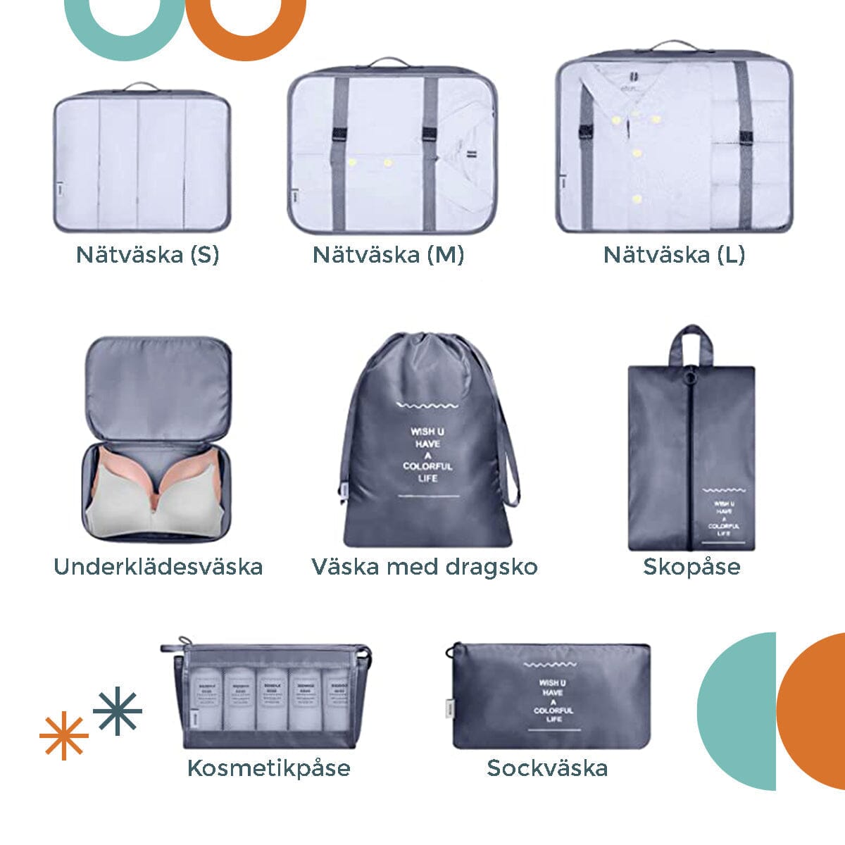 Organiseringsbags för resväska - Dossify