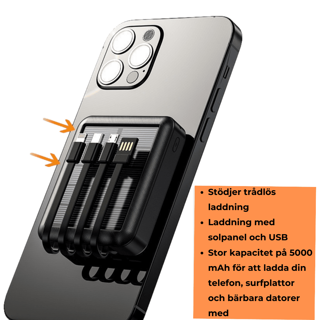 SolarCharge - Smart powerbank med solceller - Dossify
