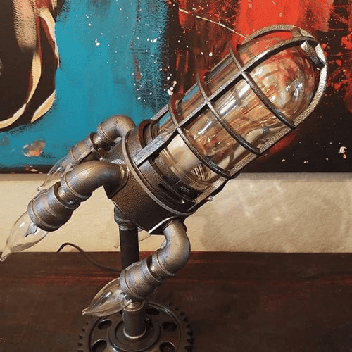 Steampunk raketlampa - Dossify