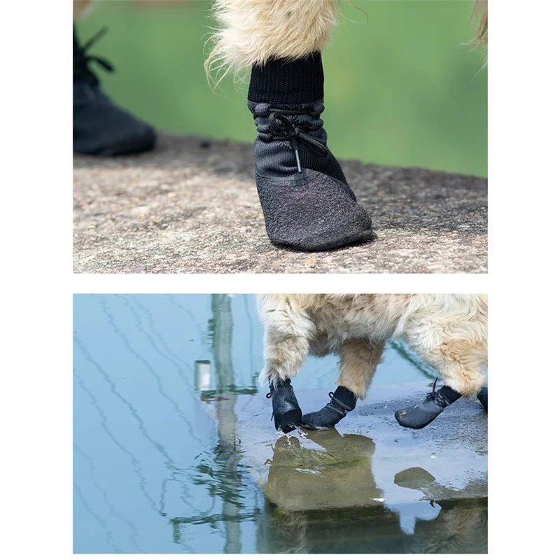 Svarta hundskor med snörning och gummisula - Dossify