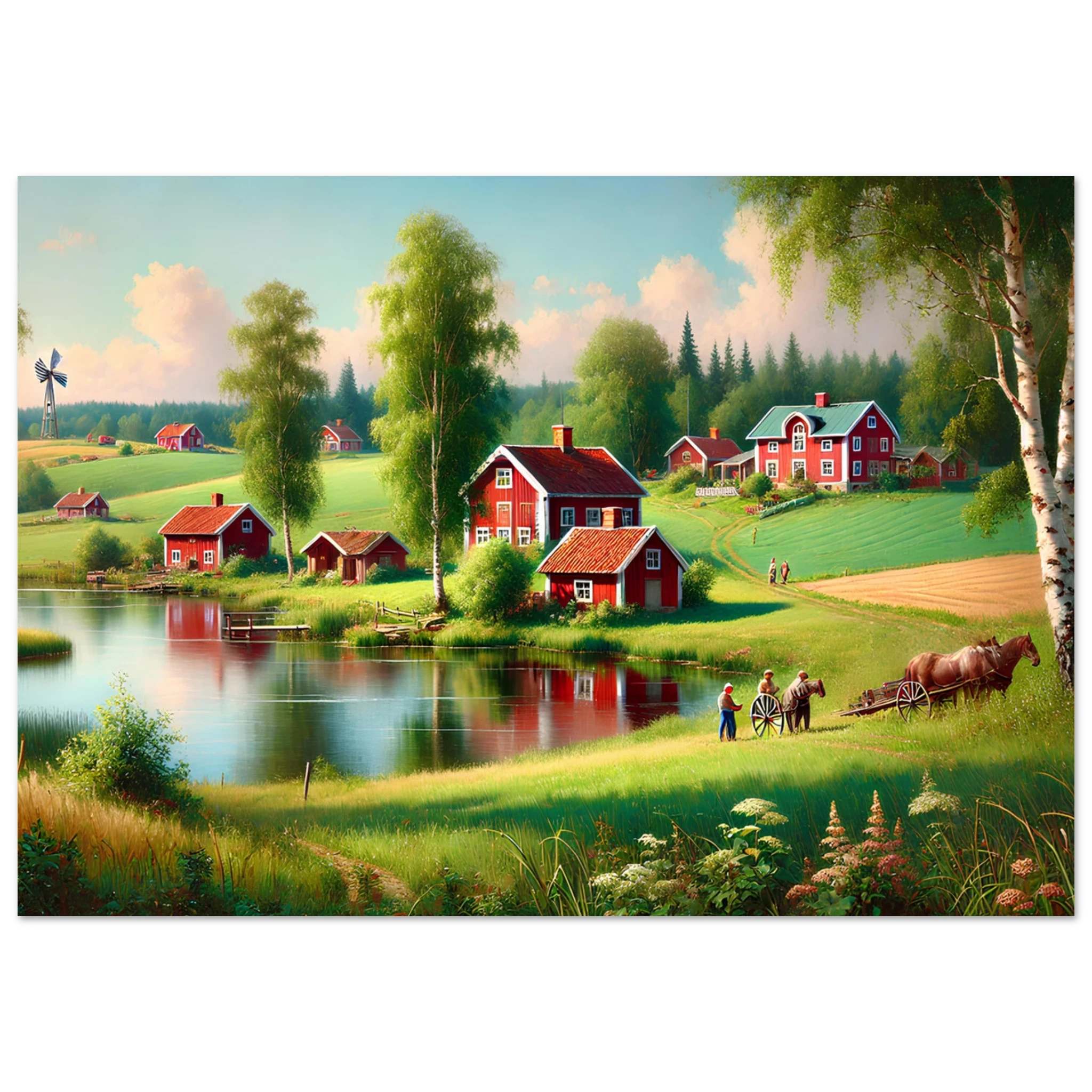 Svensk Landskapsposter – Idyllisk Natur i Klassisk Stil - Dossify