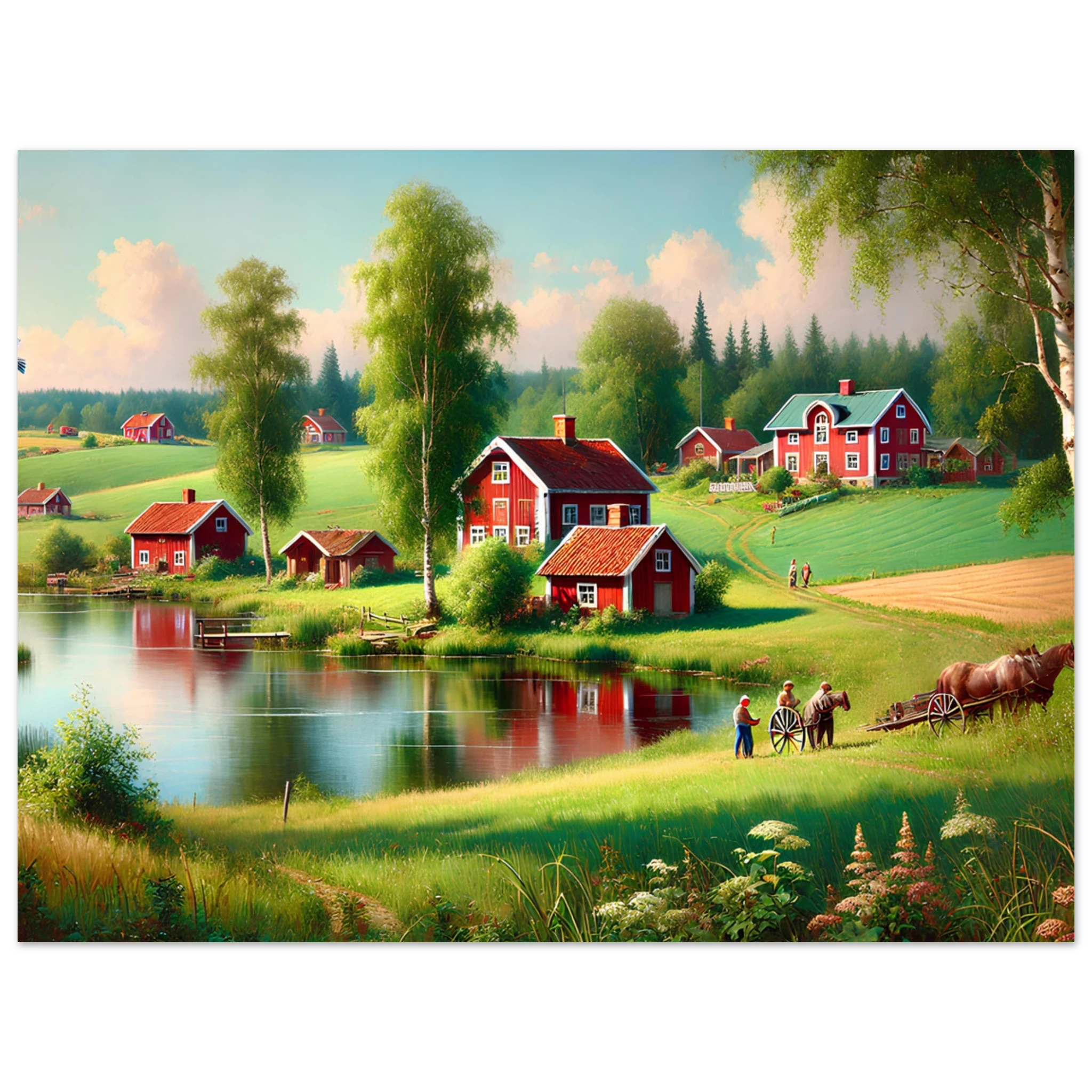 Svensk Landskapsposter – Idyllisk Natur i Klassisk Stil - Dossify