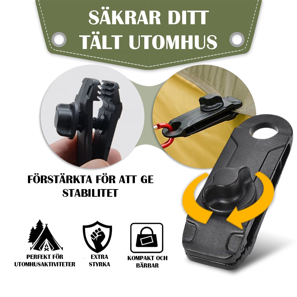 TarpTitan™ - Kraftiga presenningsklämmor - Dossify