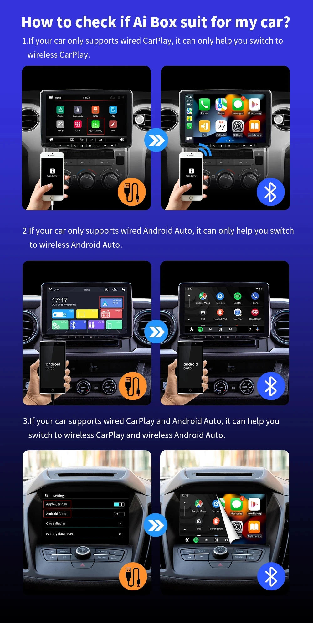 Trådlös Apple CarPlay & Android Auto Adapter - Dossify