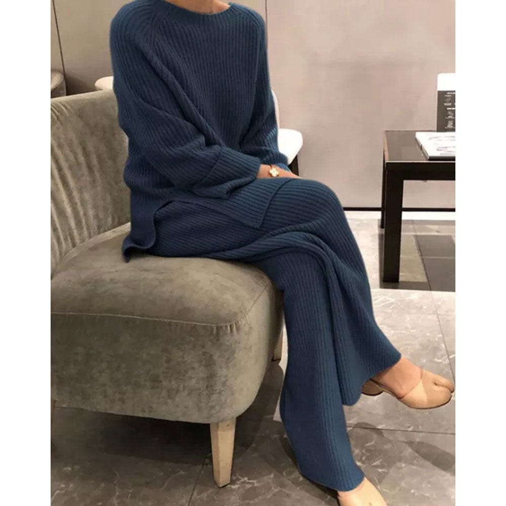 Zonaya® | Enkel stickad topp och byxor - Dossify