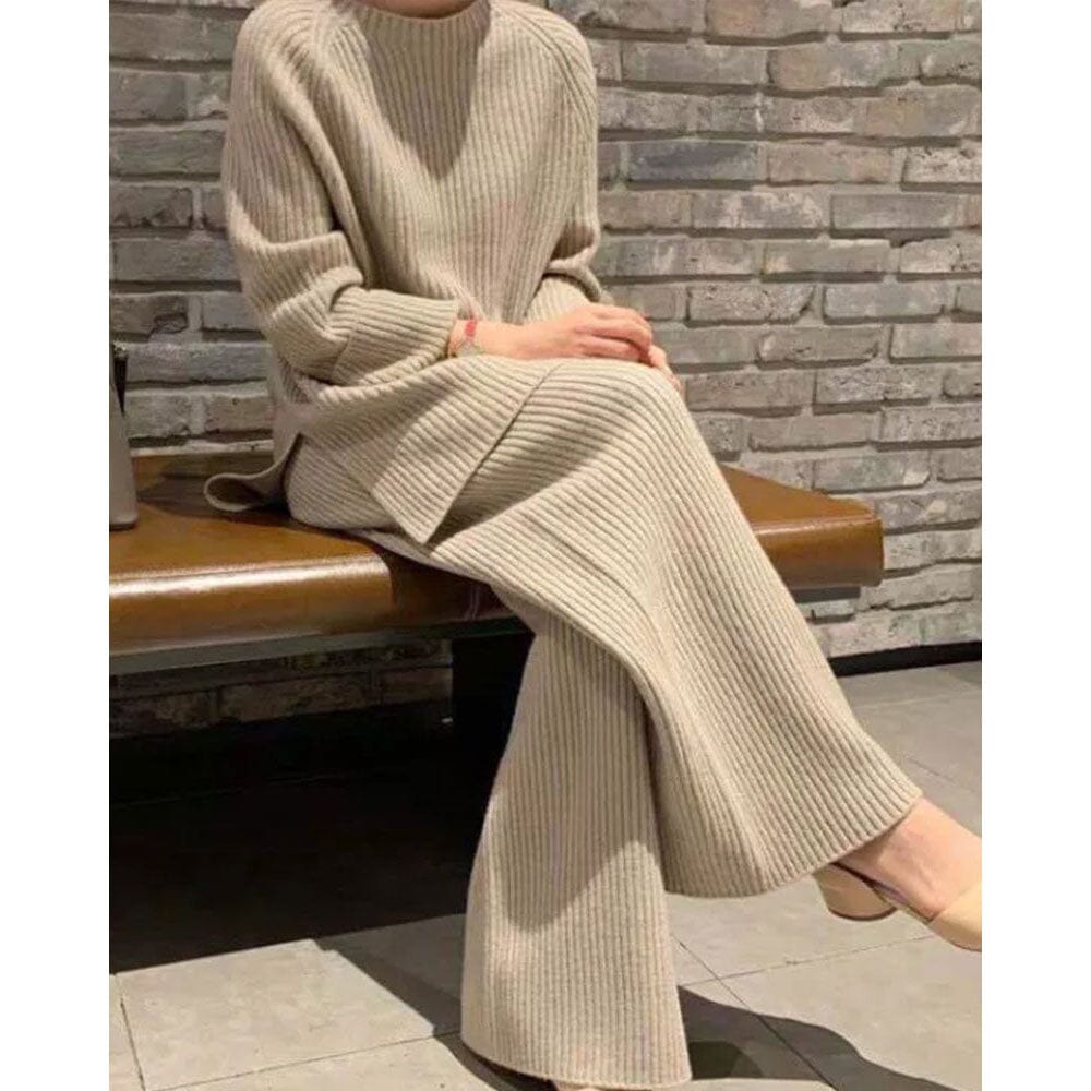 Zonaya® | Enkel stickad topp och byxor - Dossify