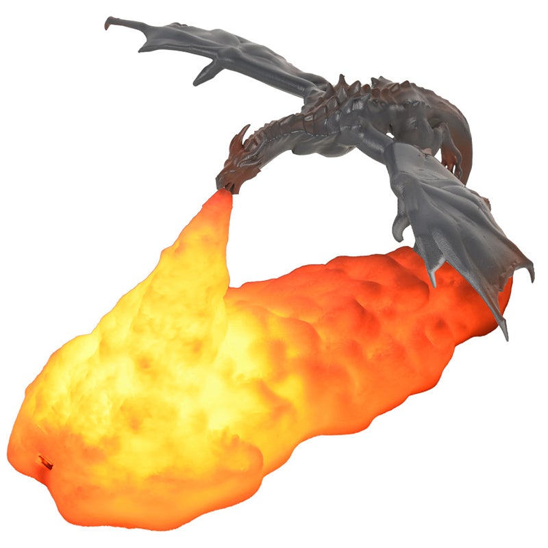 3D-nattlampa med eldspridande drake - Dossify
