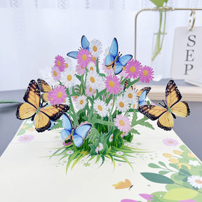 3D Handgjort Blomsterkort Butterfly Dance - Dossify