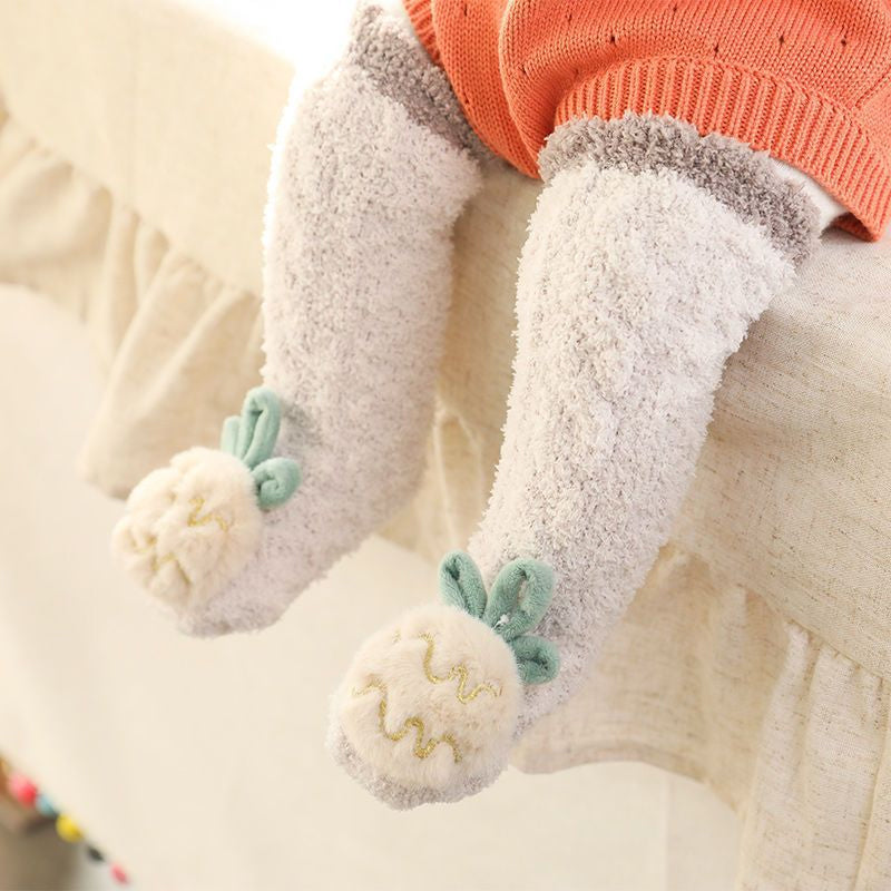 Baby Vinter Fluffy Fuzzy Slipper Sockor Beige ananas - Dossify