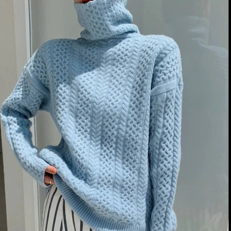 Angelwarm® | Kashmir Couture Turtleneck-tröja Pastellblå - Dossify