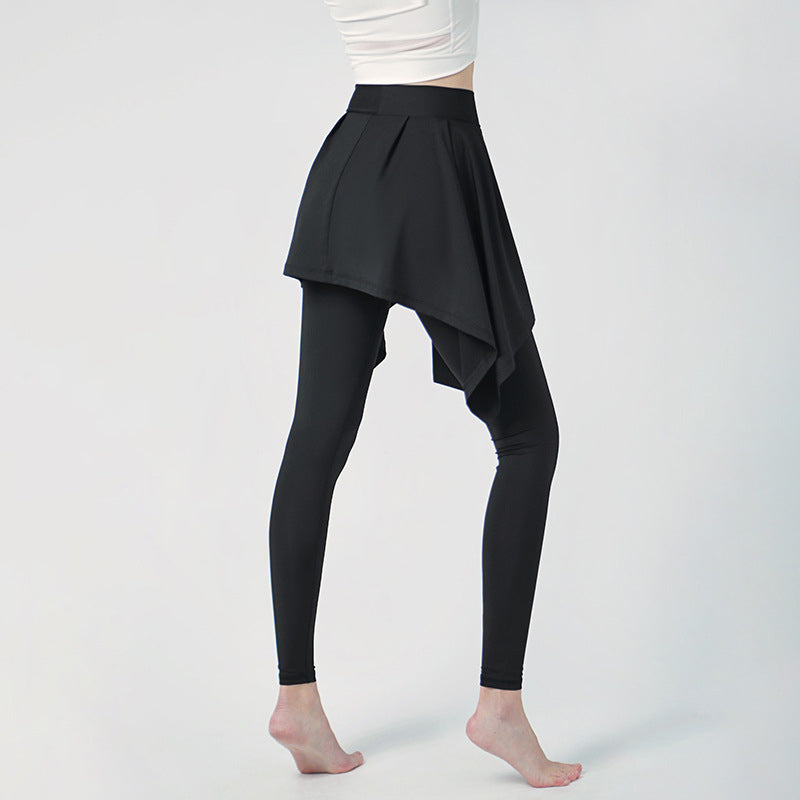 2 In 1 par inbyggda långa leggings med kjolar - Dossify