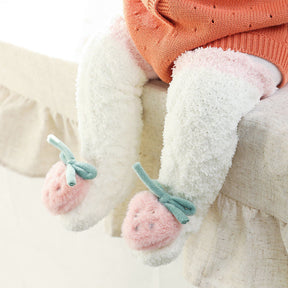 Baby Vinter Fluffy Fuzzy Slipper Sockor Vit jordgubbe - Dossify