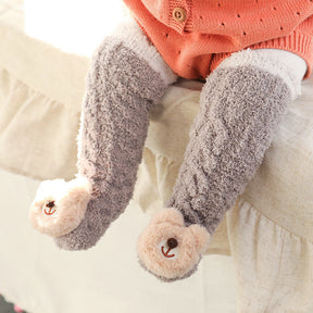 Baby Vinter Fluffy Fuzzy Slipper Sockor Brun björn - Dossify