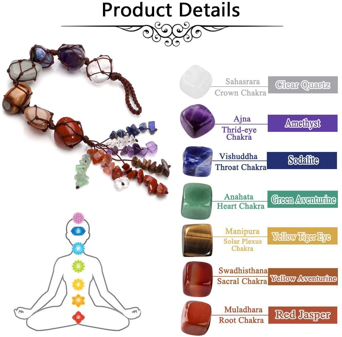 7 Chakra healing Reiki sten tassel - Dossify