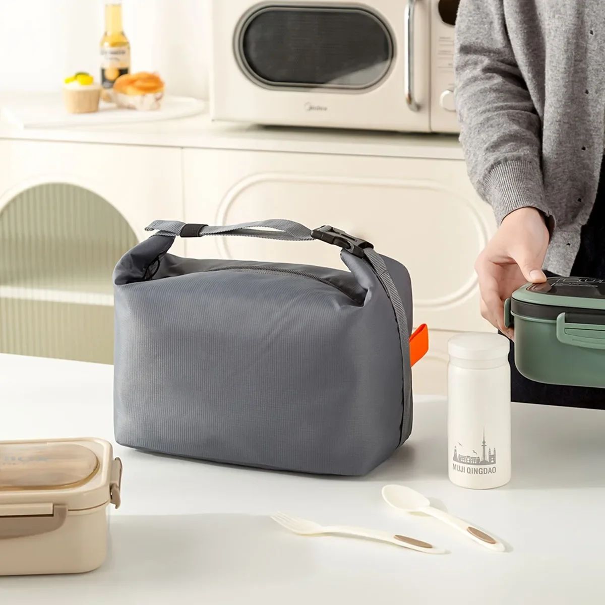 Lunchväska till jobbet – Stor isolerad matväska med bärhandtag