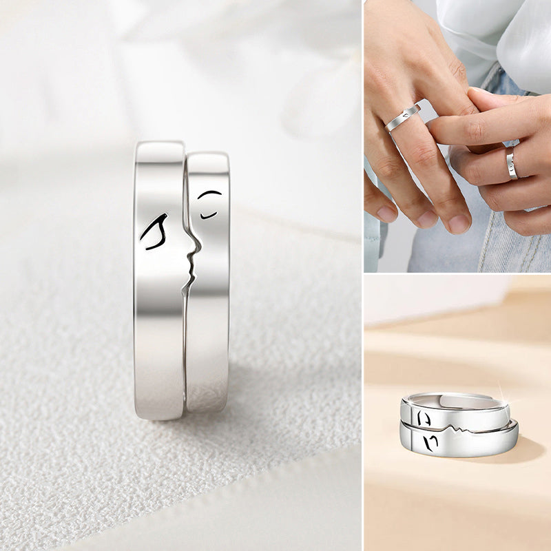 En kyss Sterling Silver Par Ringar Alla hjärtans dag presentguide - Dossify