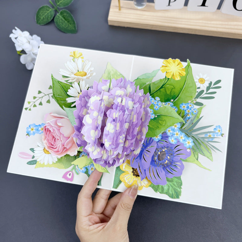 3D Handgjort Blomsterkort Purple Flower - Dossify
