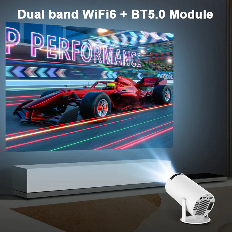 Bärbar 4k WIFI-projektor med Android 10, iOS kompatibel - Dossify