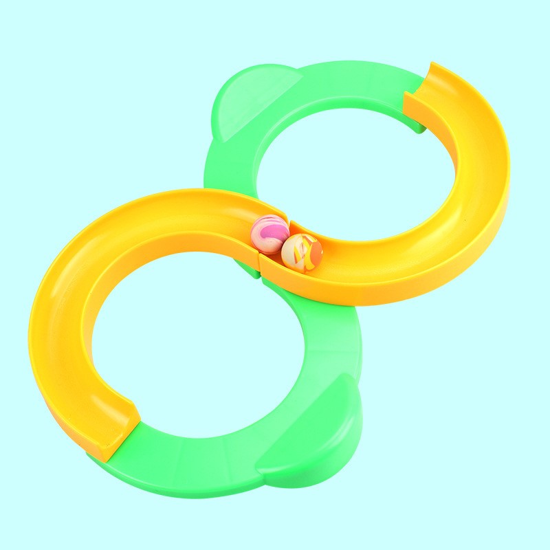 8-formad oändlig loop spårleksak Gul+grön - Dossify