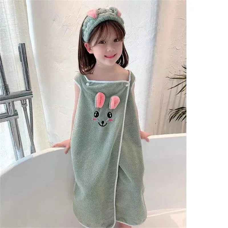 Bärbar badhandduk för barn Grön - Dossify