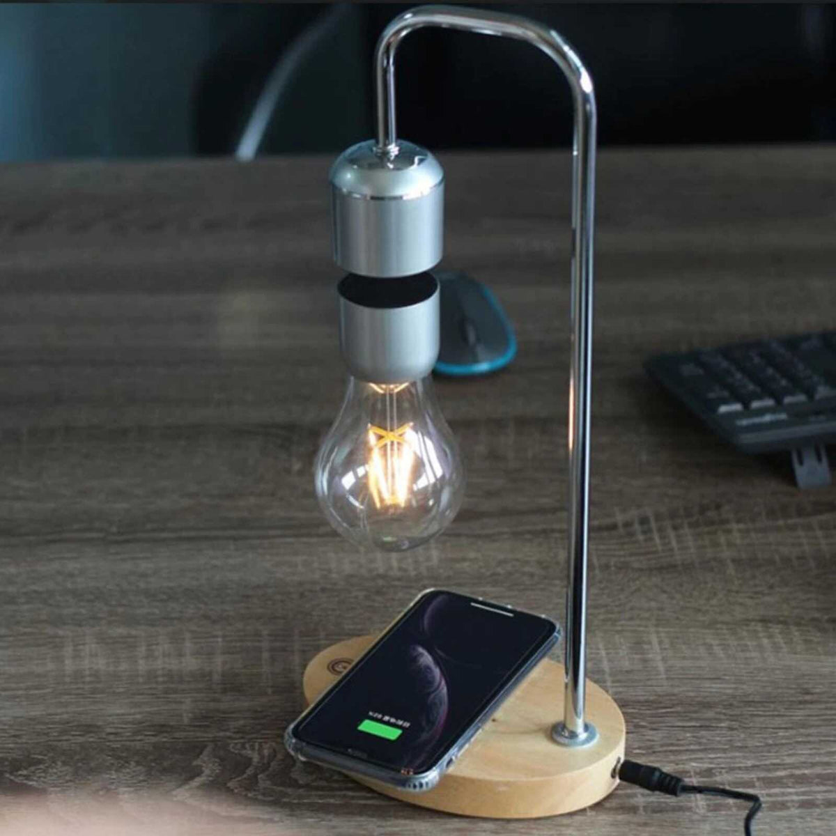 LeviLamp - Svävande Bordslampa - Magnetisk LED-lampa med inbyggd trådlös laddning - Dossify