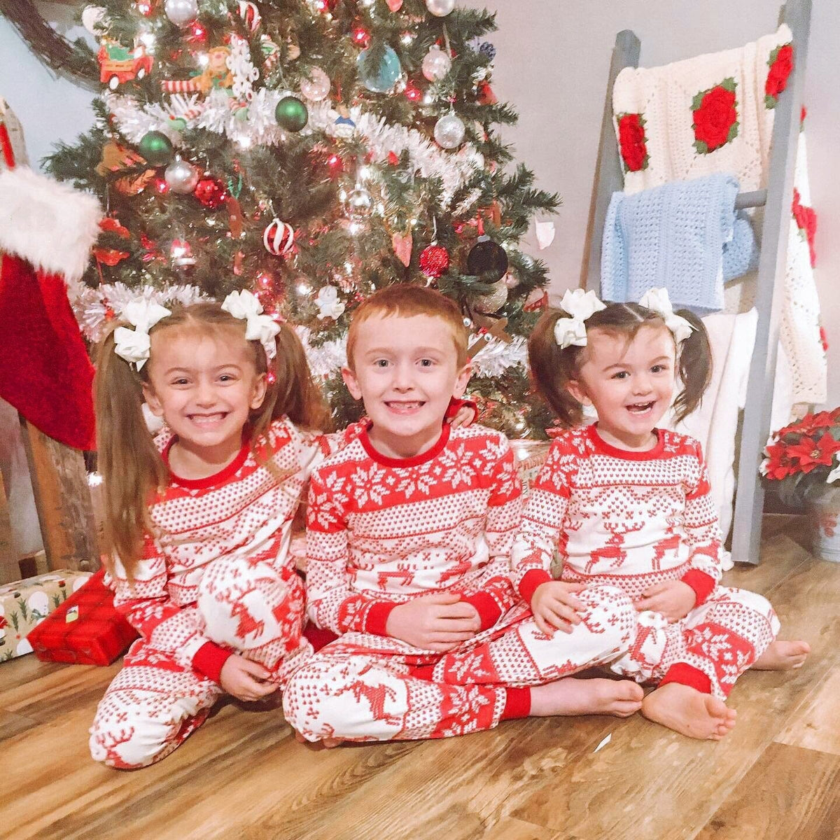 Matchande julpyjamas för hela familjen - Röd - Dossify