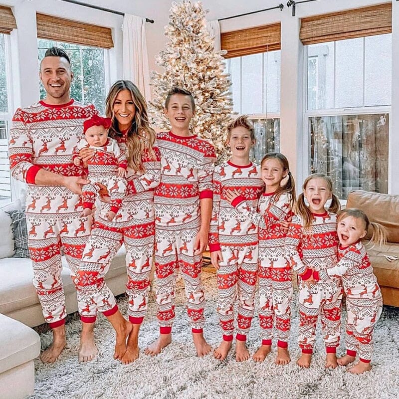 Matchande julpyjamas för hela familjen - Röd - Dossify