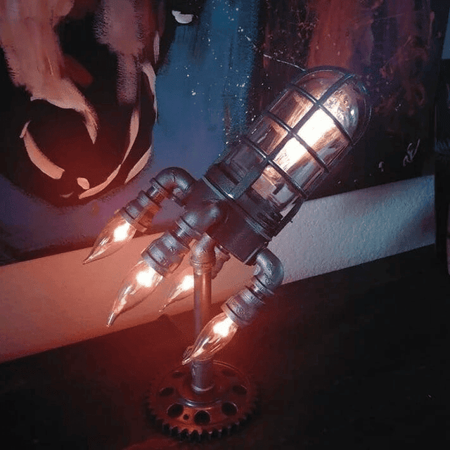 Steampunk raketlampa - Dossify