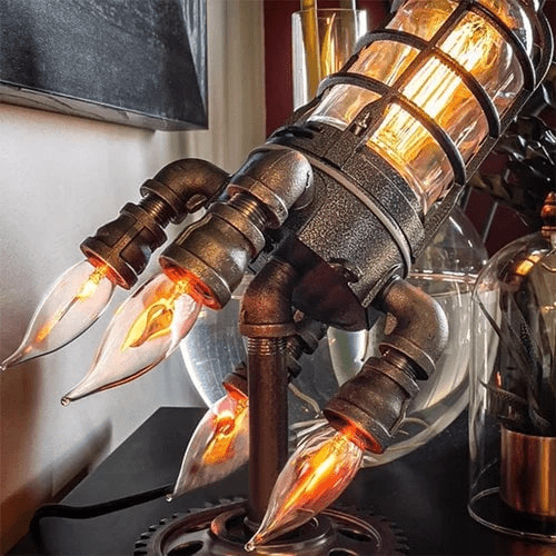 Steampunk raketlampa - Dossify