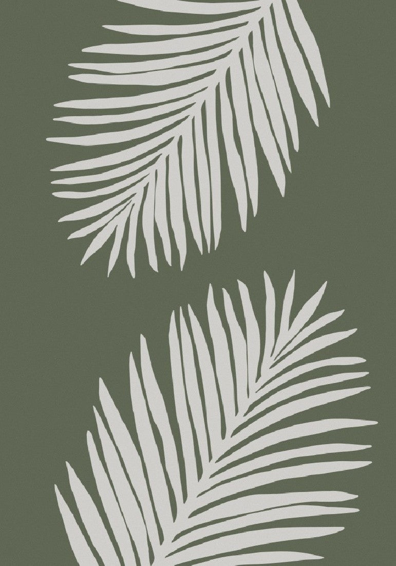 PALM LEAF GREEN WHITE Poster