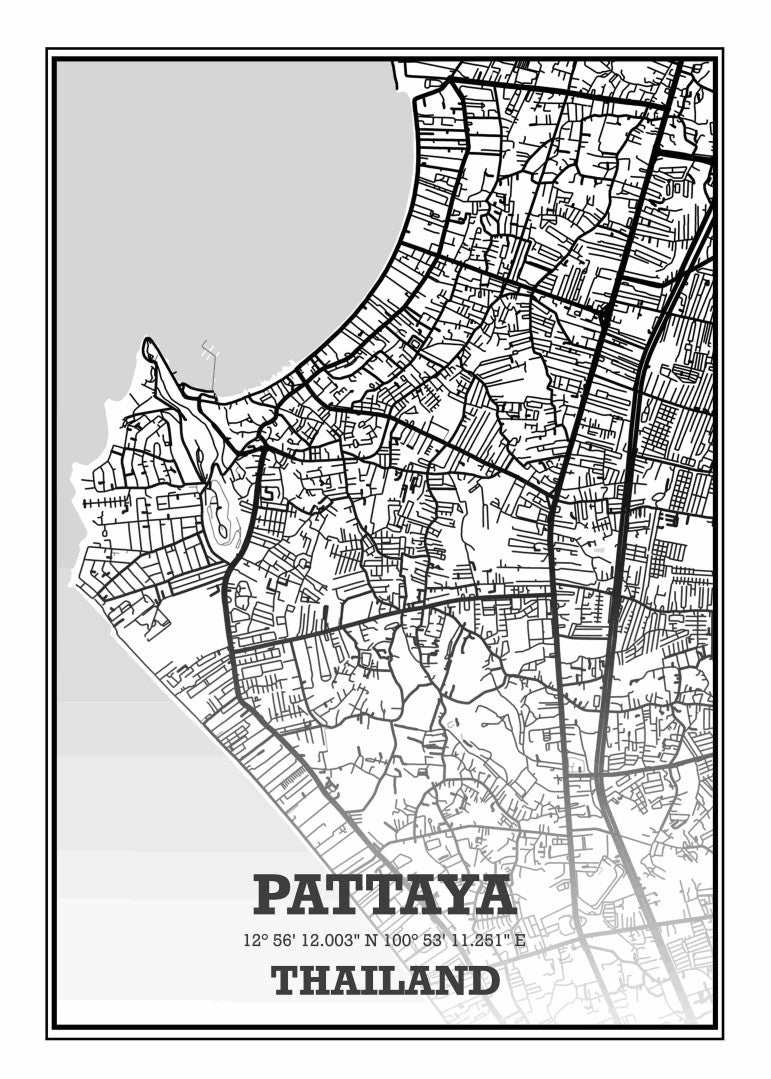 PATTAYA STAD I THAILAND KARTA POSTER